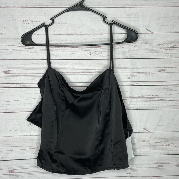 New  PB Nordstrom sz 4X black Satiny cami spaghetti straps formal‎ party Club - Picture 1 of 13